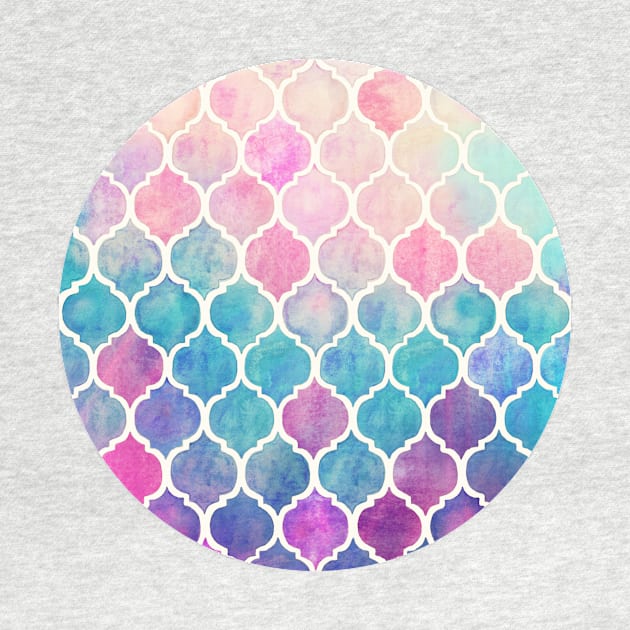 Rainbow Pastel Watercolor Moroccan Pattern by micklyn